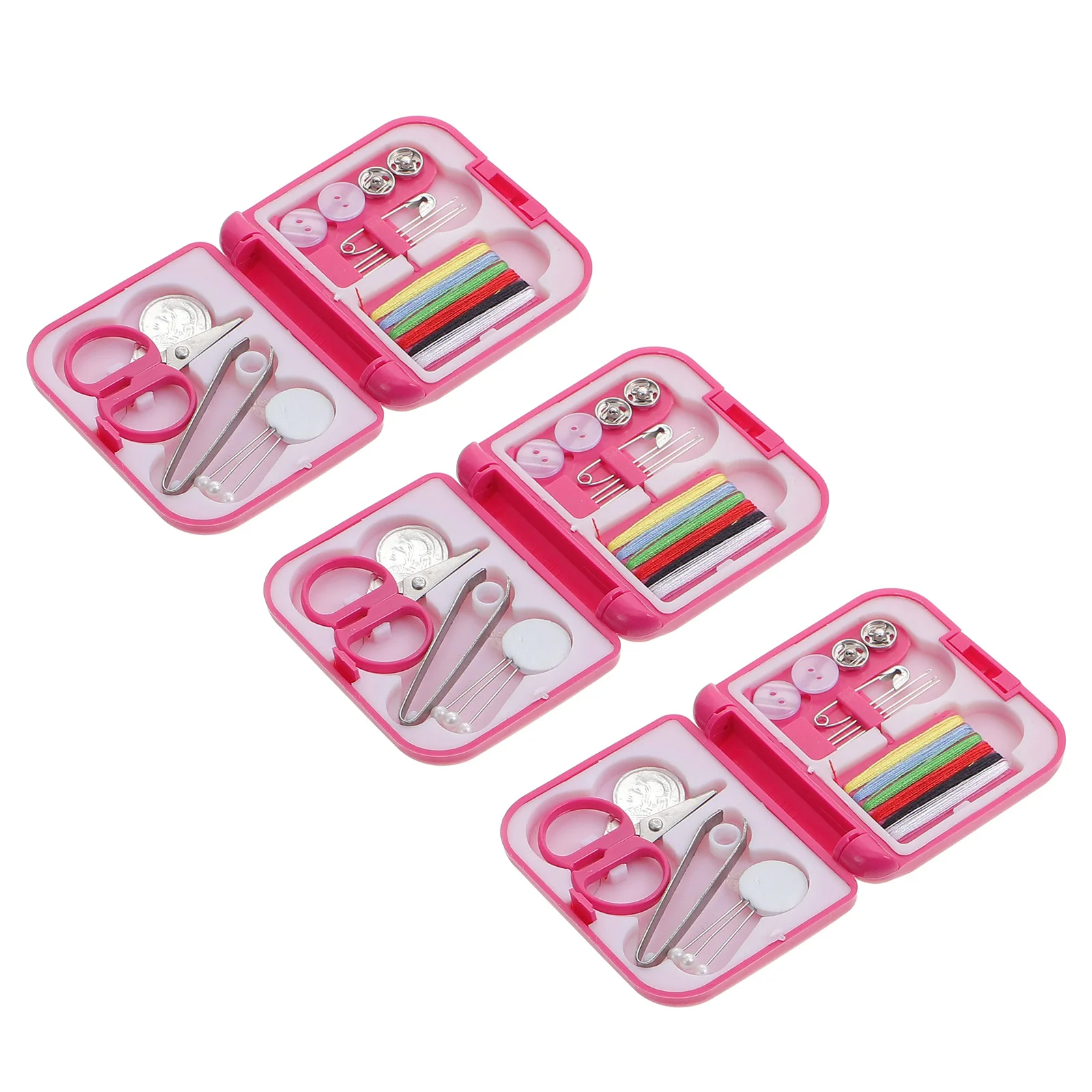 

Quilting Sewing Set 3 Boxes Pink Cotton Travel Size Thread Kit Household Tools Lightweight Durable Practical Gift