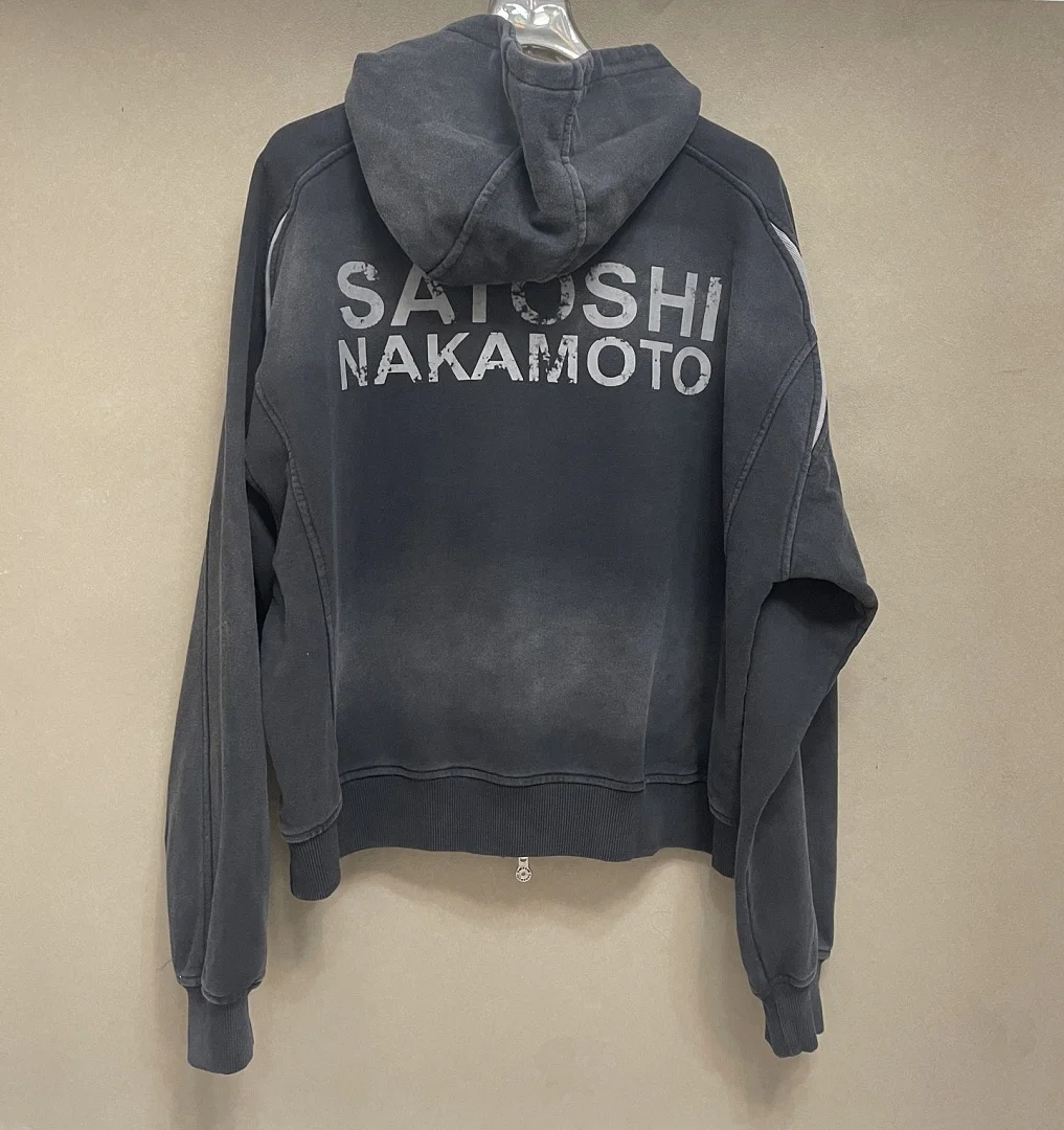 2026 Satoshi Nakamoto Logo Embroidered Cotton Jersey Women Men Zip-Up Hoodie Pullover Oversized Men Cotton Hoodies