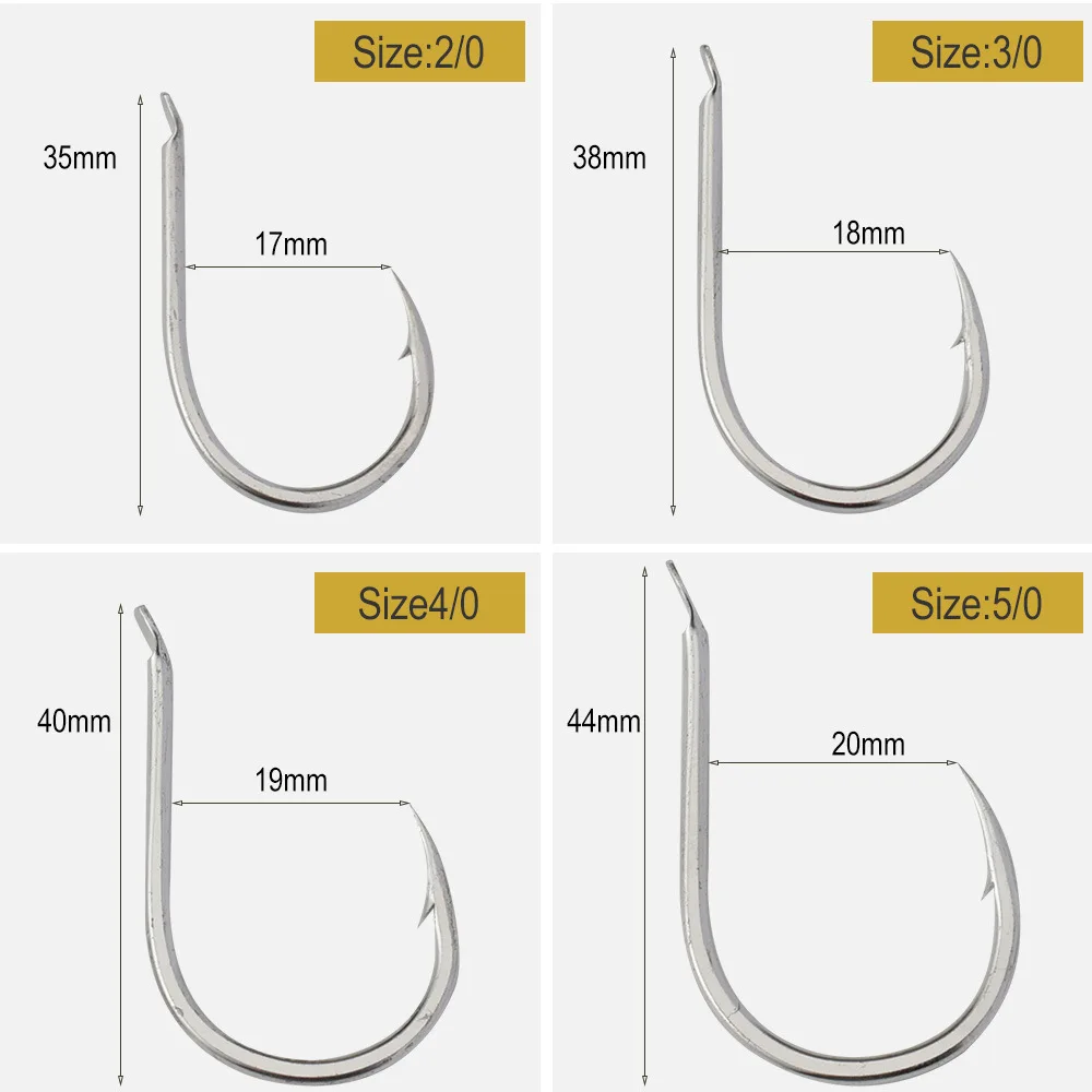 DORISEA High Carbon Steel Tinned Coated Anti Rust Sea Fishing Slow Jigging Hook 2/0 3/0 4/0 5/0