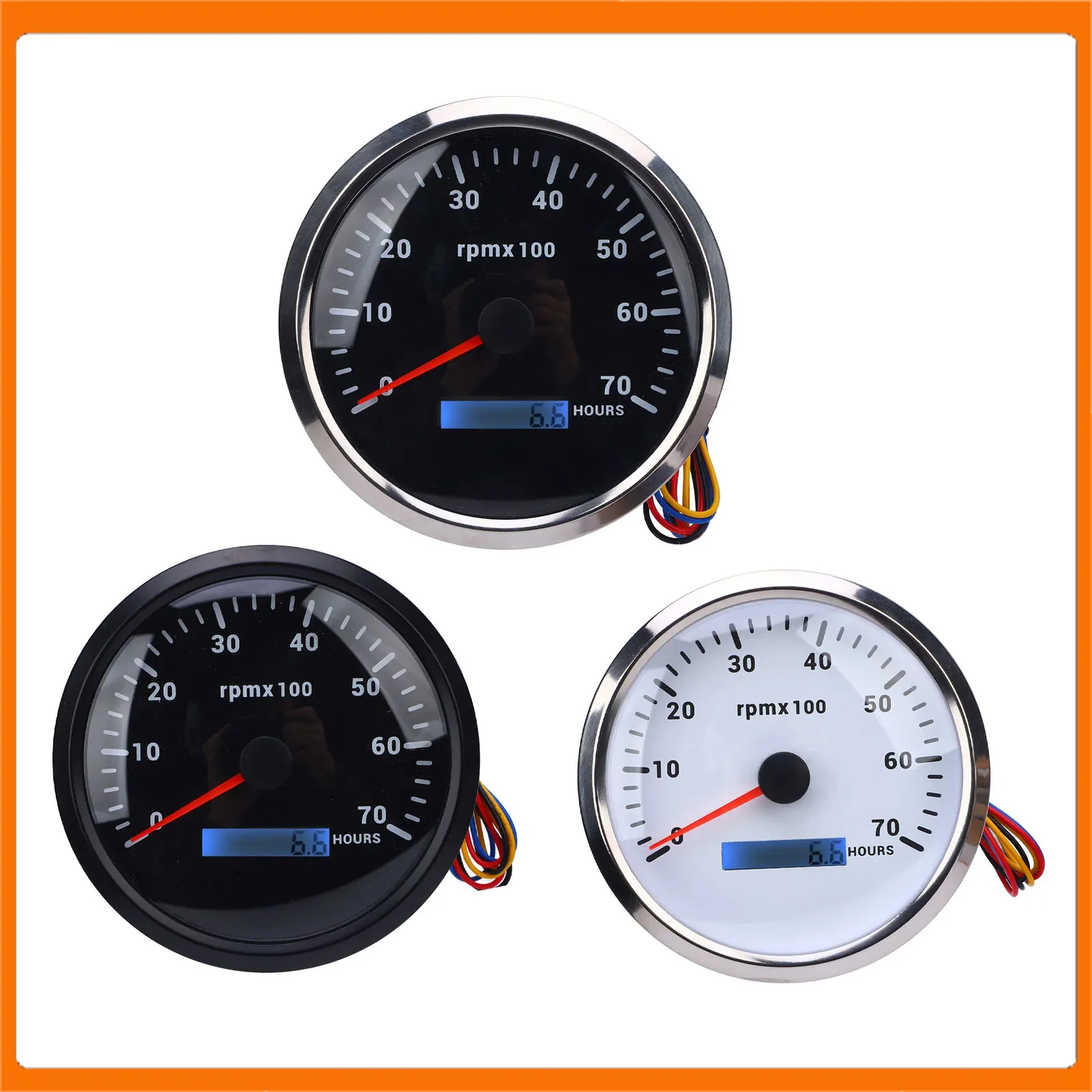 7000RPM Tachometer 110mm 4-3/8in Tachometer 7 Color Backlight  9-32V 7000RPM Gauge with Hour Meter for Car Yacht RV Boat Truck