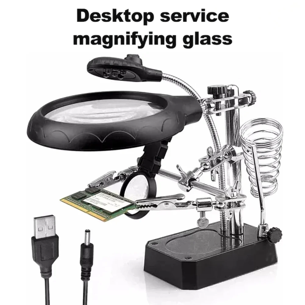 

Welding Magnifying Glass Auxiliary Clip Magnifier Hand Soldering Solder Iron Stand Holder Station Repair Tool