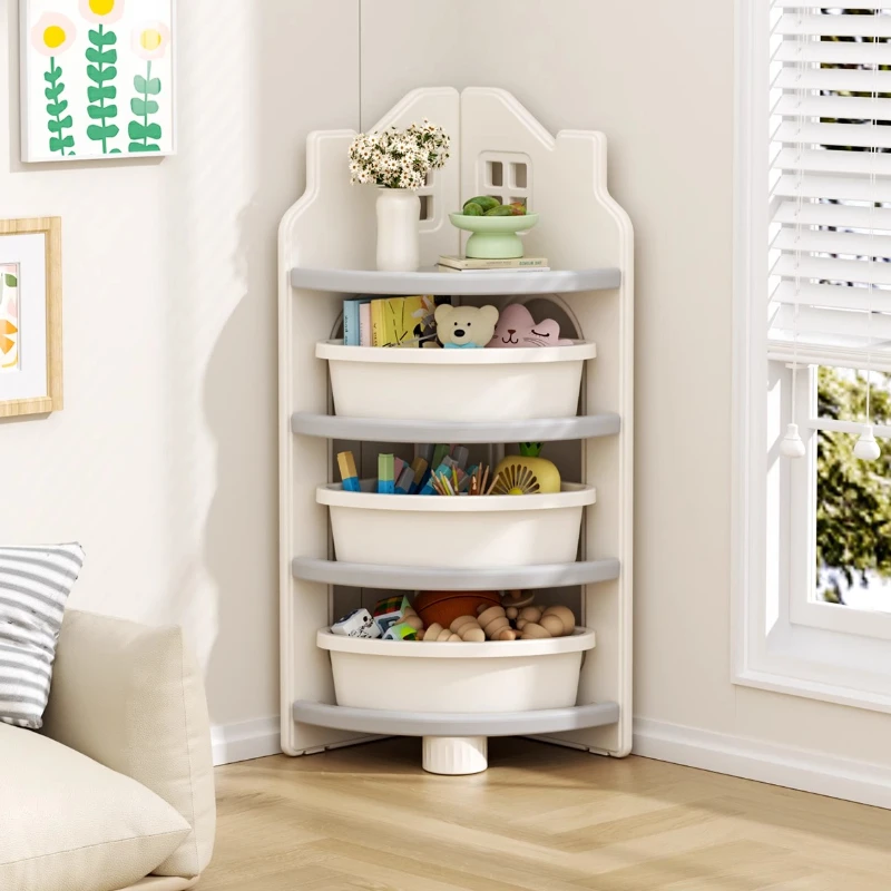 

Multifunctional Kids Storage Shelf Corner Bookshelf Large Capacity Toy Organizer for Children's Room Multi-layer Storage Rack