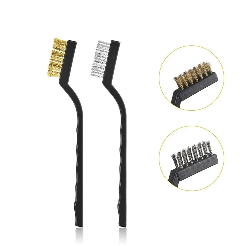 

6/12Pcs Wire Industrial Brushes Stainless Steel Bristles Remove Cleaning Hard Dirt Machinery Molds Parts Manual Brush Hand Tools