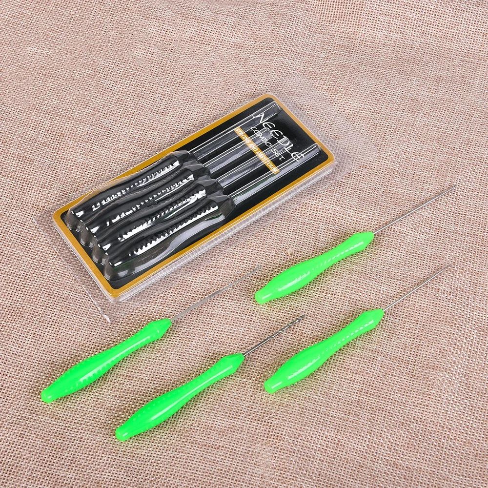 4 Pcs Fishing Rigs Needle Kit Bait Fish Pellet Needle Set Hook Drill Holder Stringer Baiting Rig Tool Carp Fishing Terminals