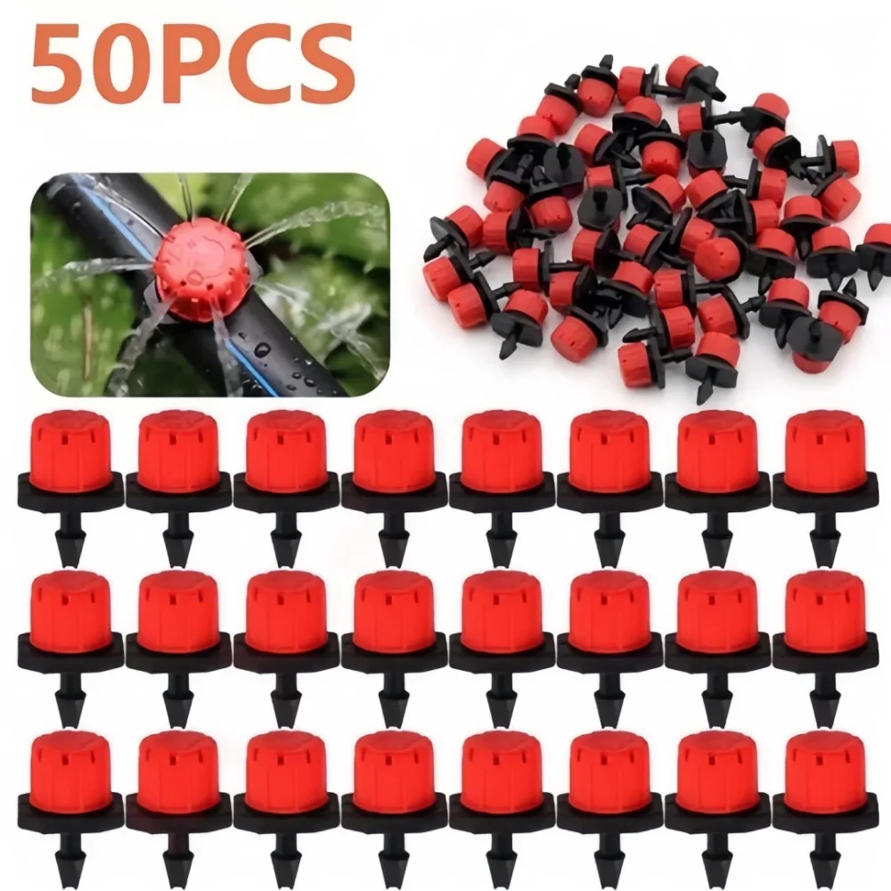 50pcs Adjustable Flow Plastic Irrigation Drippers Sprinklers 8 Holes Drip Head Multi Purpose for Garden Dedicated Accessories