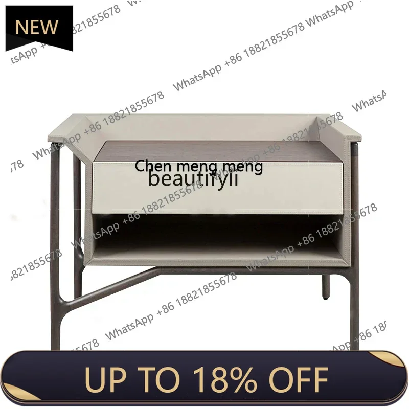 

P178 Italian Minimalist Bedside Table Square Pewter Solid Wood Paint Bedside Cabinet Modern Minimalist Nordic Style Bedside Cab