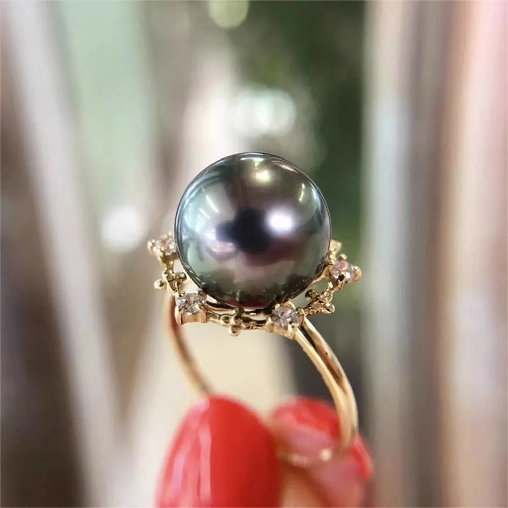 

DIY Pearl Ring Accessories S925 Sterling Silver Pearl Ring Empty Fashion Ring Holder Fit 9-10mm Round Flat Beads Z108