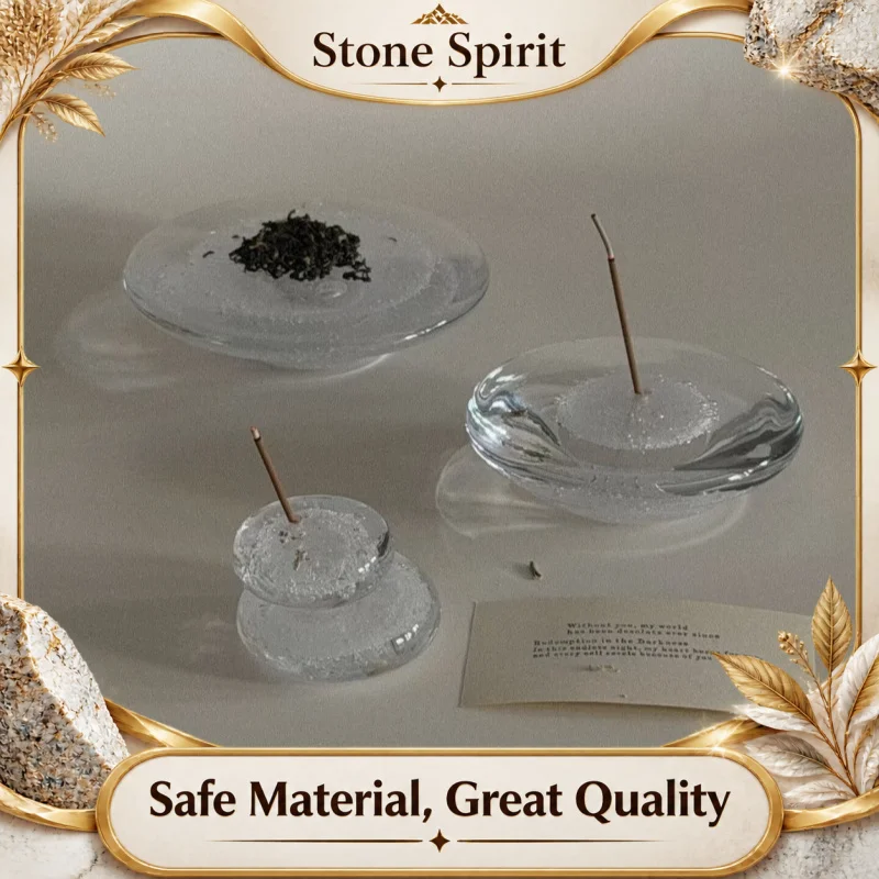 Handmade Bubble Glass Incense Holder, Japanese Blown Water Drop Tray for Tea Pet, Creative Aroma Burner Home Desktop Decor Gift