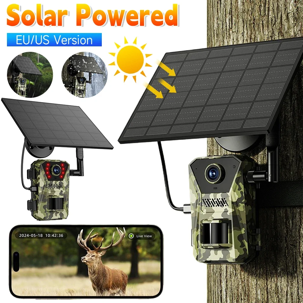 

4G Solar Powered Trail Camera Waterproof Infrared Outdoor Trail Camera Night Visions Camera Device for Outdoor Monitoring