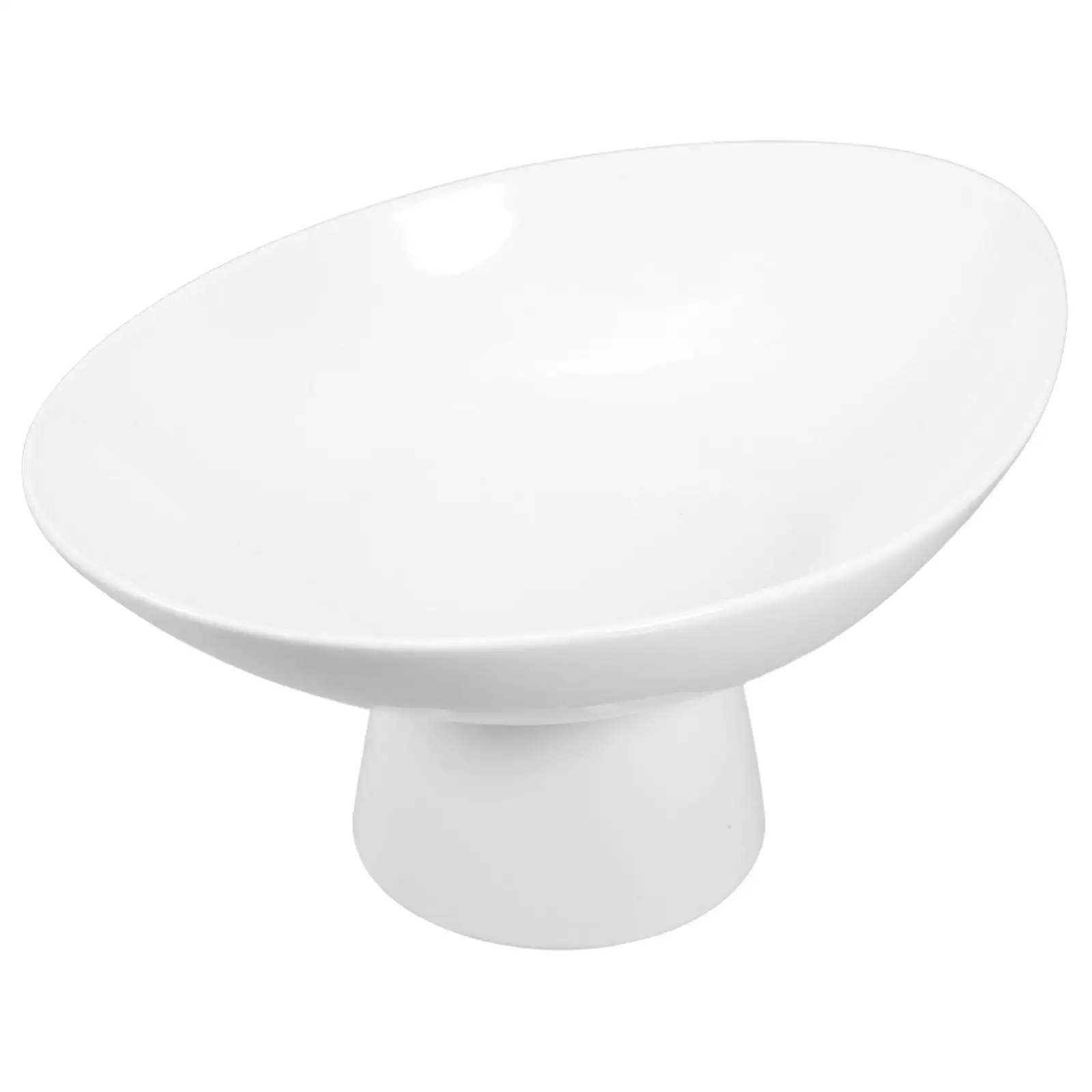 

Fruit Bowl for Kitchen Counter Dish Tray Footed Dessert Decorate White Ceramics Pedestal Candy Holder