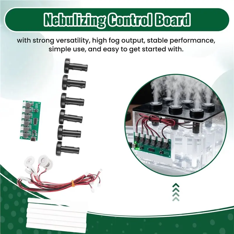 A84G-Humidifier Module DIY Kit Nebulizing Control Board Ultrasonic Nebulizer Mist Driver Circuit Board 6 Nozzle