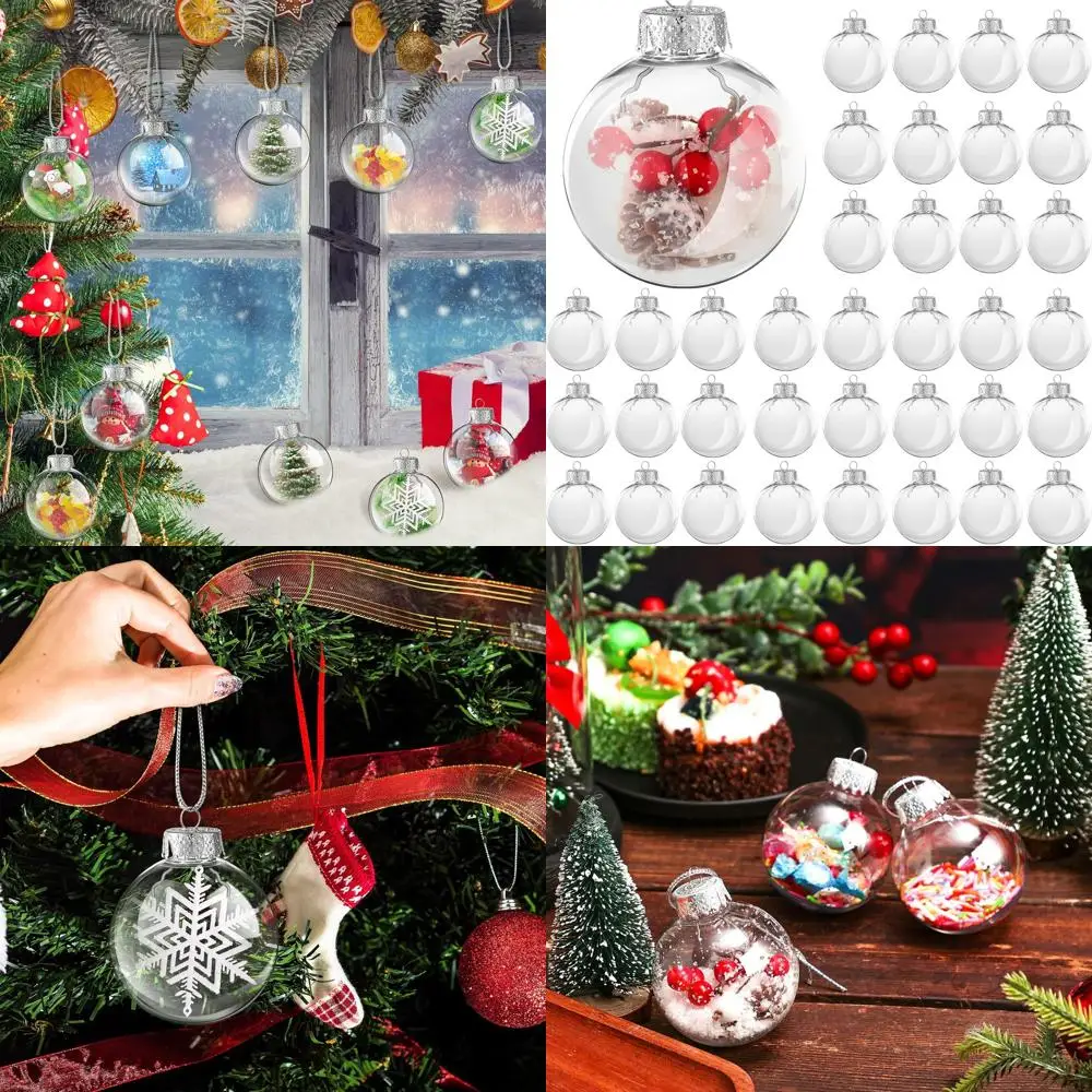 

Clear Plastic Christmas Ornaments Bulk, 80pcs Fillable Transparent Hanging Balls for DIY Crafts, Holiday Party, Christmas Tree H