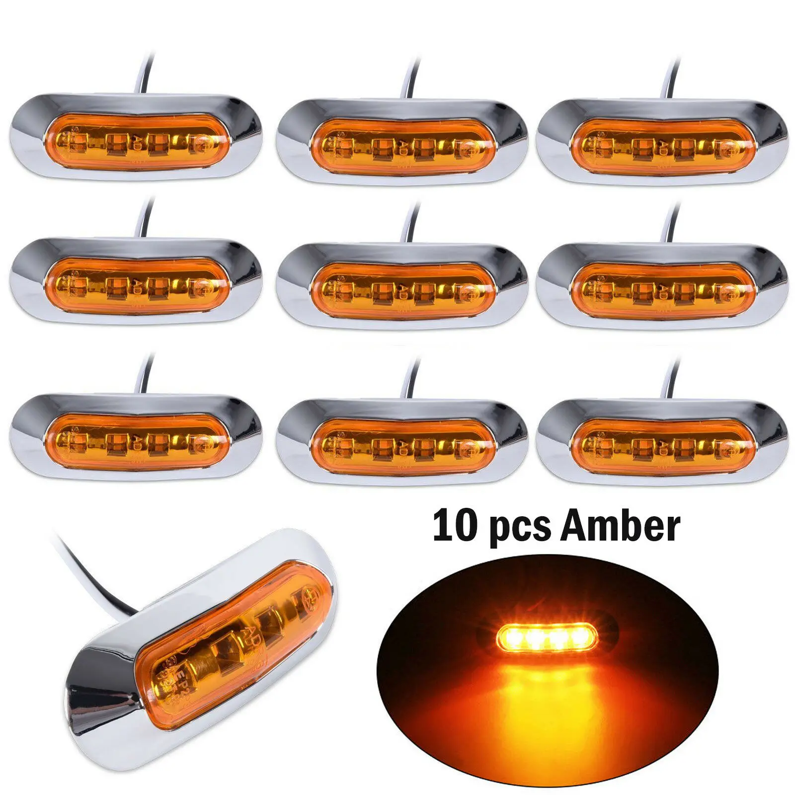 Trailer Indicator Amber LED For Trailer Installation Sealed Lens Mounting Bracket Included ABS Material For Trailers