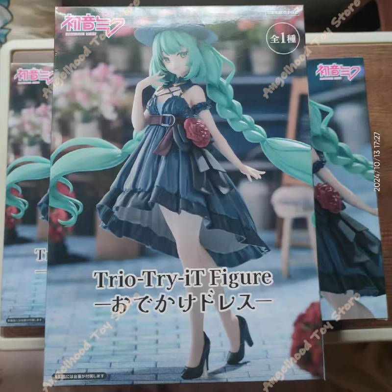 Original Hatsune Miku Trio-Try-It Figure Outing Dress Pvc Action Figures Model Figurine Toys Miku Odekake Dress Girl Gift