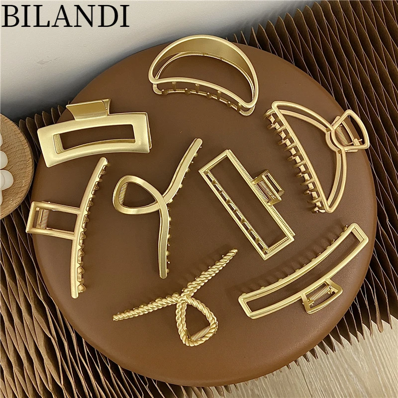 2022 New Metal Big Hairpin Hair Pins Elegant Temperament Fashion Gold Color Hair Claw Clips Headwear Accessories for Women