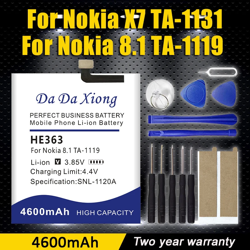 

4600mAh NEW HE363 HE362 Battery For Nokia X7 TA-1131 TA-1119 for Nokia 8.1 TA-1119 TA-1128 + Tools