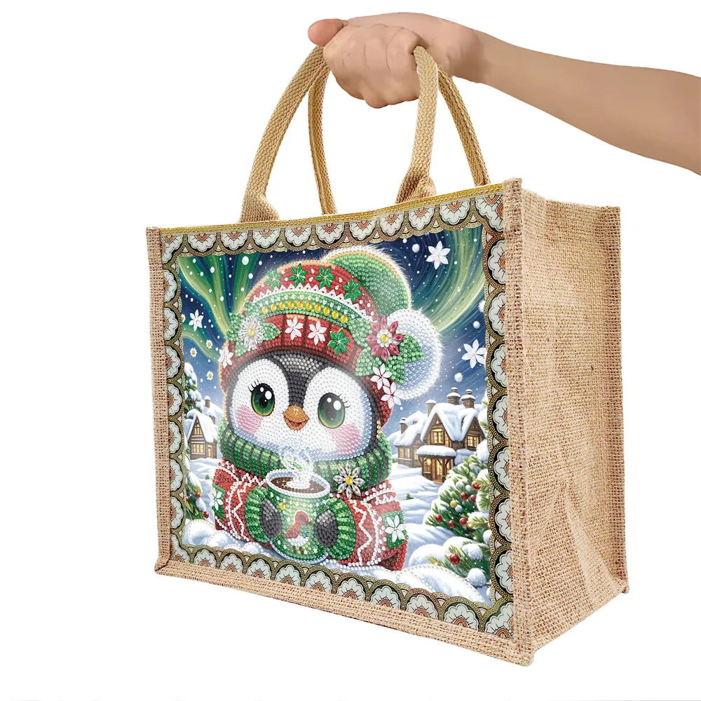 Christmas Bag Diy Diamond Painting Burlap Bag Environmental Protection Bag Diamond Embroidery Supermarket Shopping Bag Christmas