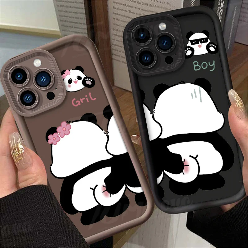 Cute Panda Bear Pinch Butt ﻿Phone Case for iPhone 14 15 Pro Max 13 12 11 X XS XR 7 8 Plus SE 2020 Soft Matte Printing Back Cover