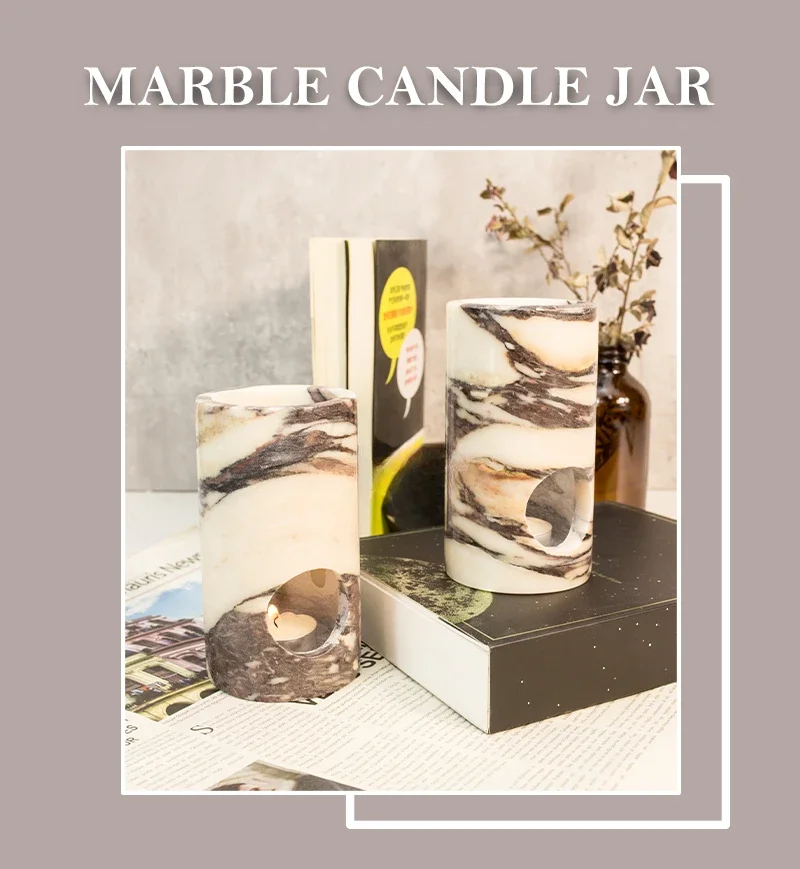 Wholesale customization Luxury Natural Stone Marble Italy Calacatta Viola Candle Holder White Marble Aroma Burner