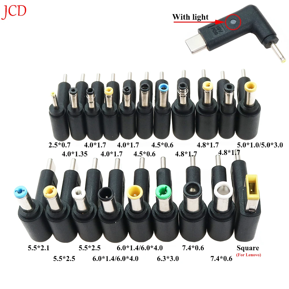 1piece Type-C Power Adapter DC2.5*0.7/4.0*1.35/4.0*1.7/4.5*0.6/5.5*2.5mm suitable FOR ASUS Lenovo Acer DELL laptops
