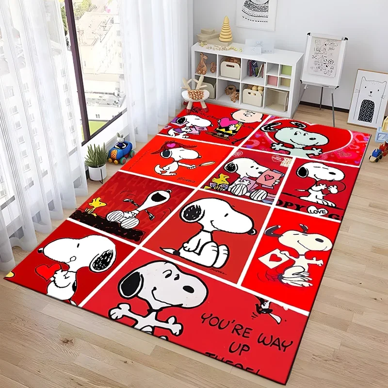 Cartoon Snoopy Dog Area Rug Carpet for Living Room Home Decor Large Area Rug Bedroom Floor Rug Non-slip Easy Washable Mat Gift