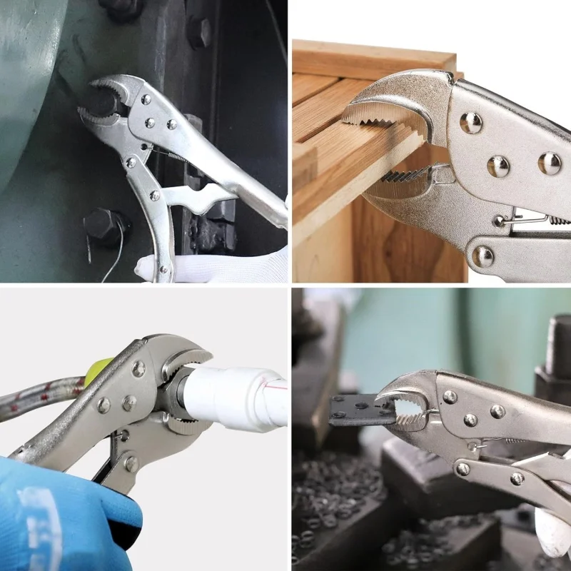 5/7/10 Zoll gebogene Zange, leistungsstarke Klemmzange, C-förmige Hochleistungs-Druckzange, industrieller feststellbarer Rundmaulschlüssel – Detail 6