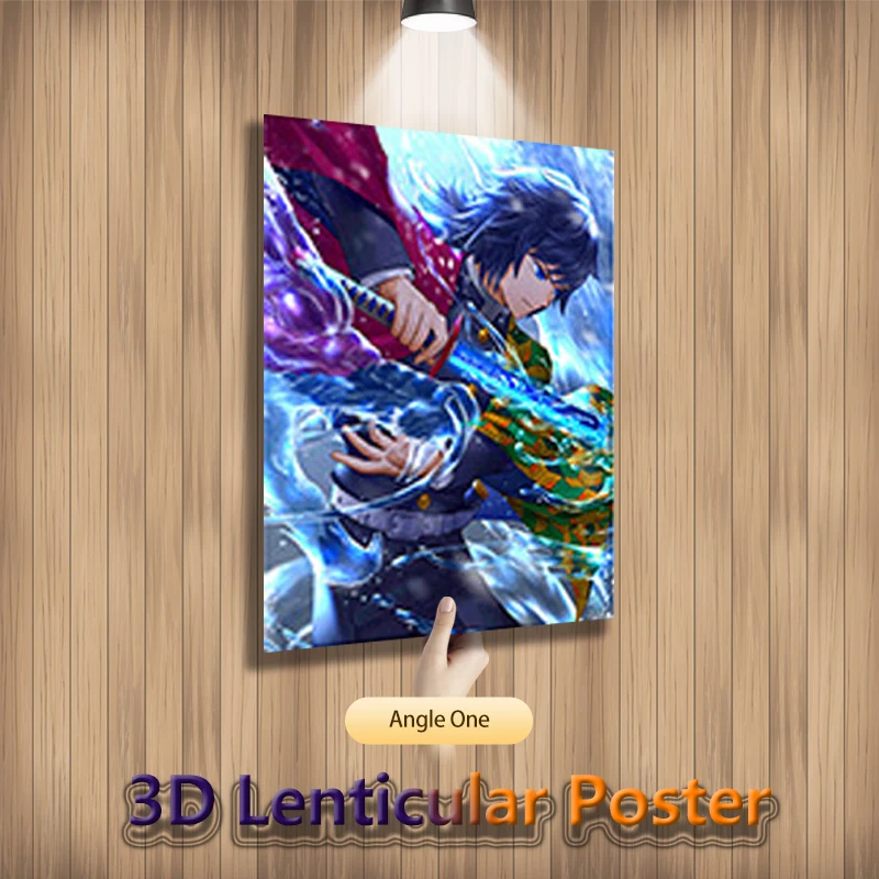 

3D Lenticular Posters Demon SlayerTanjirou Tomioka Giyuu Flip Gradient Print Room Decor Birthday Gift Wall Art (Without Frame)