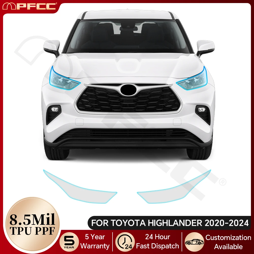 

For Toyota Highlander 2020-2024 Headlight Rearview TPU Paint Protection Film Pre-cut PPF Bra Clear Kit Anti-scratch Resistant