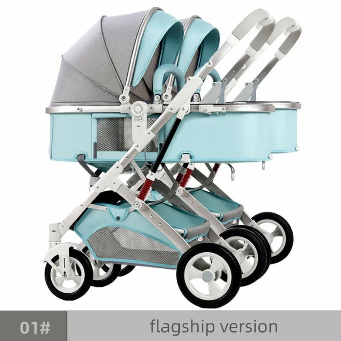 Custom Twins Baby Stroller Splitable Shock Absorption Multiple Weight Folding Sit and Lying Twin Baby Carriage Stroller