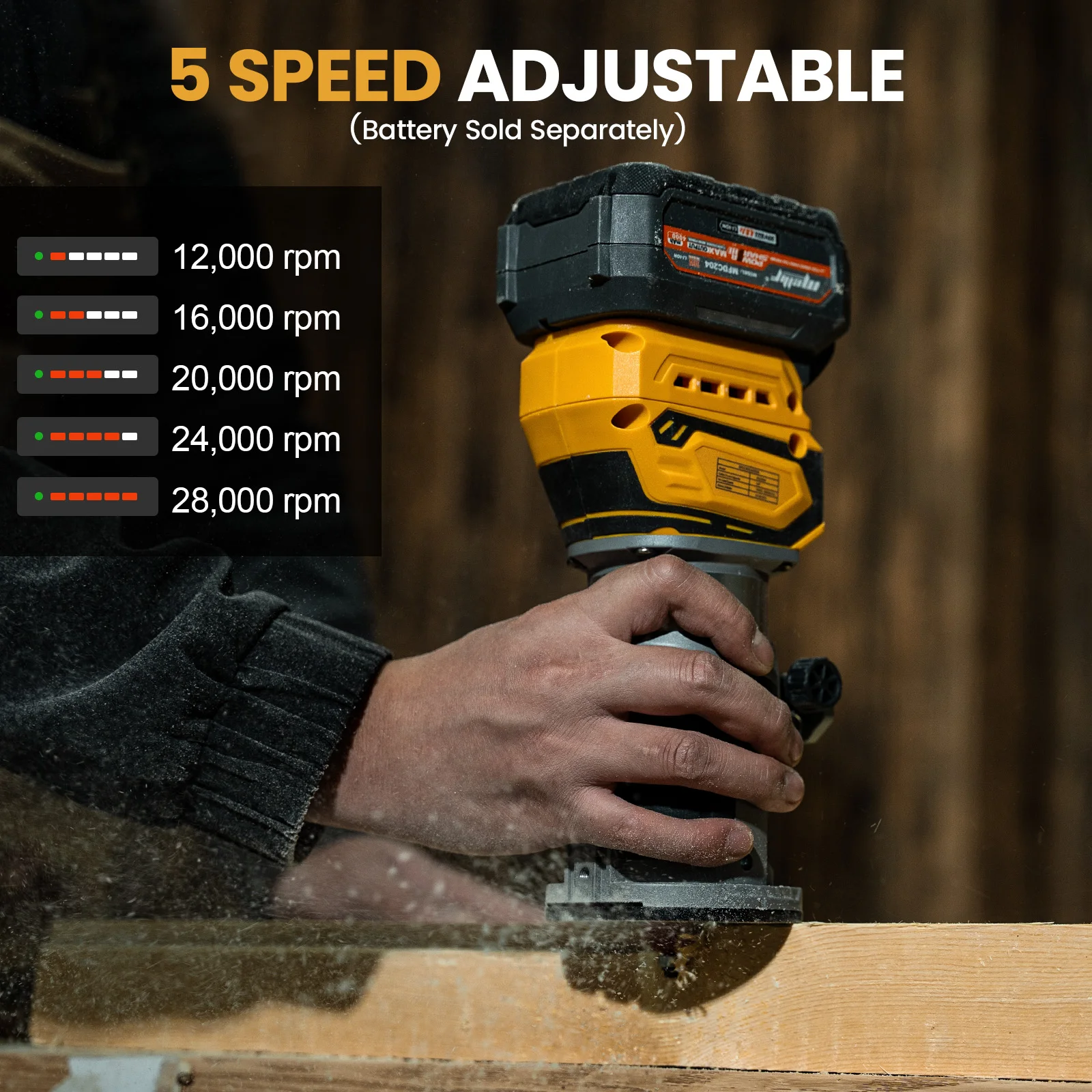 Cordless Compact Router, Compatible with DeWalt 18V 20V MAX Battery (Tool Only)