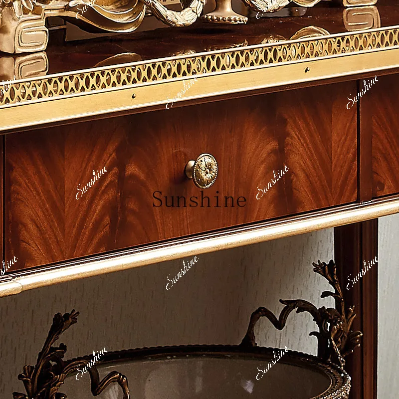 European solid wood large tea table large apartment living room round several villa luxury coffee table  FT