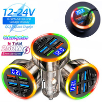200W Car Charger QC3.0 Type-C Quick Charge Transparent Case PD for IPhone 15 14 13 12 Xiaomi Poco Samsung Fast Charger Charging