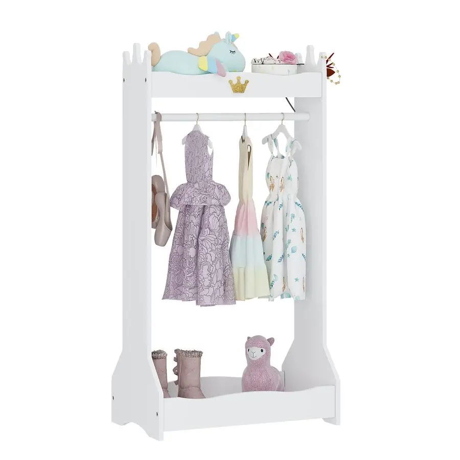 

Kids Dress Up Storage, Kids Costume Organizer Center, Open Hanging Armoire Closet, Kids Armoire with Rack for Toddler 3 Age, Whi