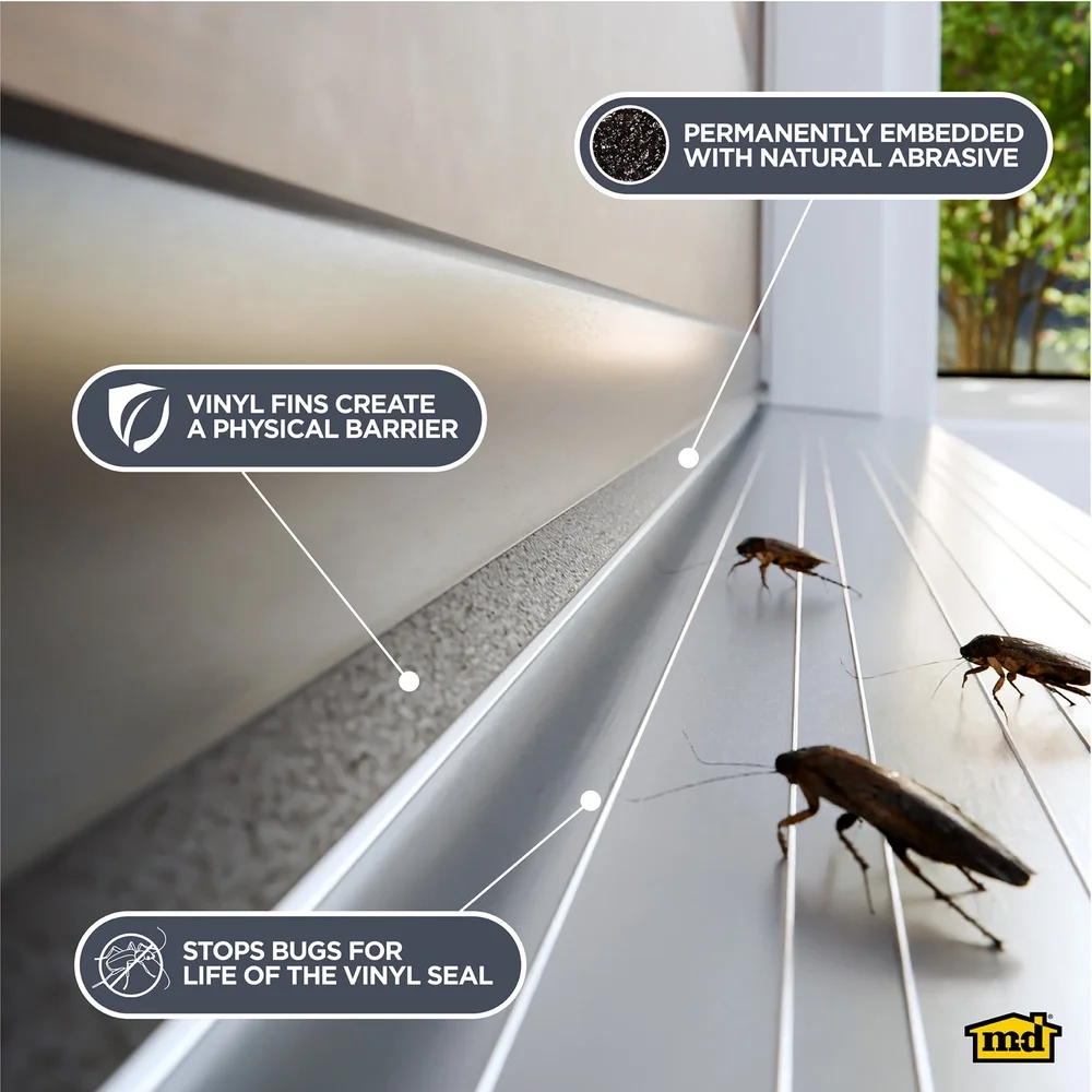 الفينيل U-شكل الشريحة على تحت الباب الختم 36in مشروع الرطوبة الغبار حاجز الحشرات سهلة التركيب ضغط تناسب توفير الطاقة #6