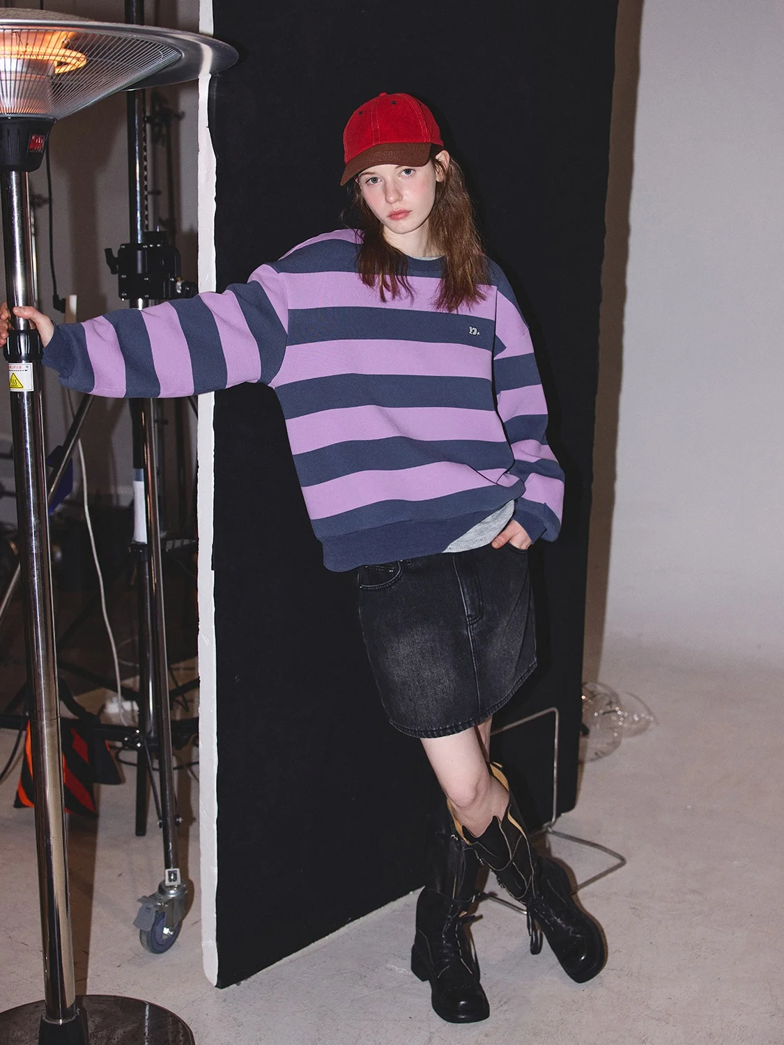 

Winter New Women's round Ne Hoodie Striped Mousse DTA2025 Stand Fit Long Sve Casual Sle Chinese Made