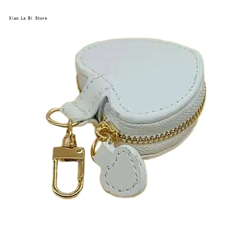 Porte-clés pratique, Compact en cuir, organisateur bijoux en forme cœur pour boucles d'oreilles bagues