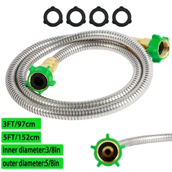 304 Stainless Steel Garden Hoses Faucet Water Flexible Pipe Water Hose 3ft 5ft with Female to Female Connector