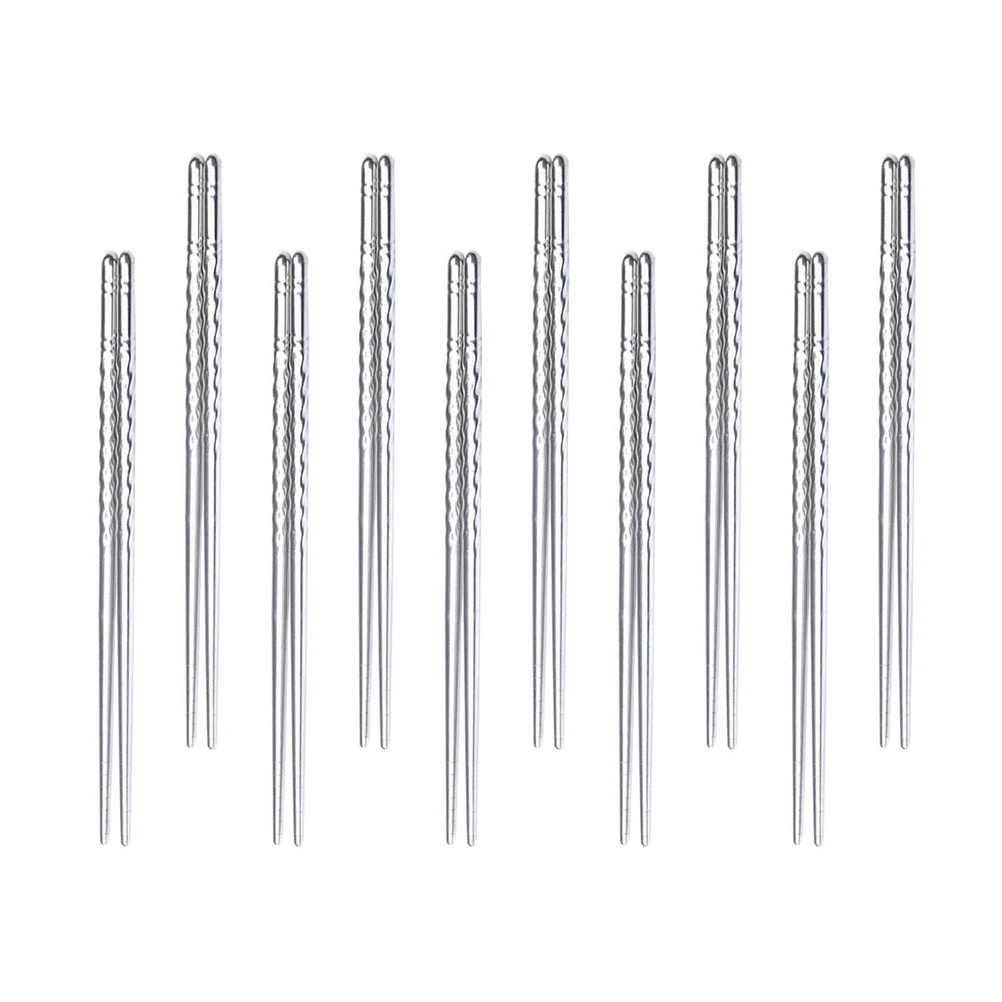 

10Pcs Stainless Steel Spiral Pattern Chopsticks Lightweight Heat Insulation Non-Slip Food Chopsticks Lightweight Chopstick
