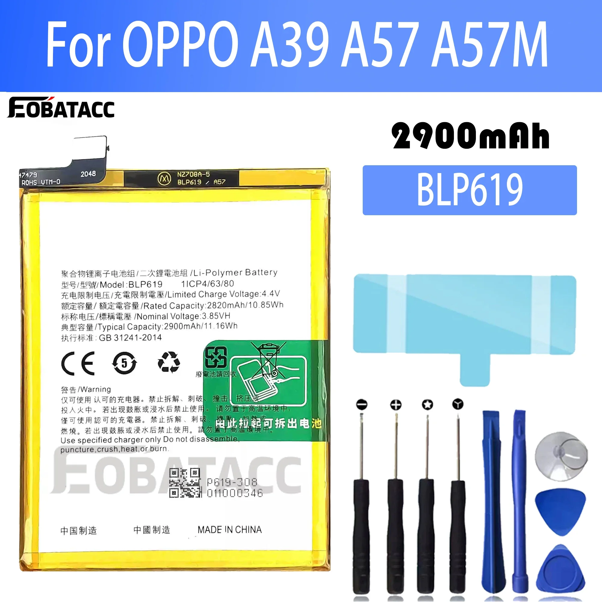 100% New Original Battery BLP619  For OPPO A39 A57 A57M Battery + Free Tools