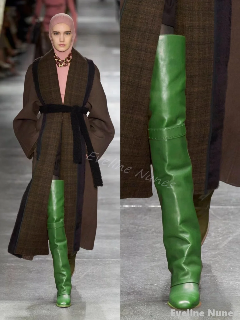 Straight Hem Over-the-knee Boots Women Fashion Solid Square Toe Chunky Heel Long Boots 2025 Retro Large Size Catwalk Knight Boot