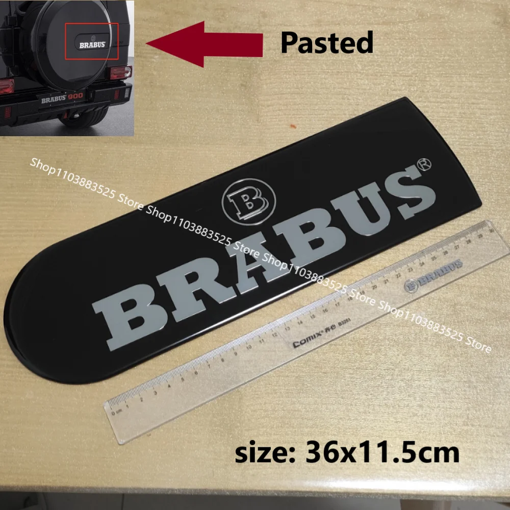 

Pasted 36x11cm Car Rear Trunk Spare tire protection cover Emblem Badge Sticker for BRABUS G63 G65 G400 G500 G350 800 900 G-class