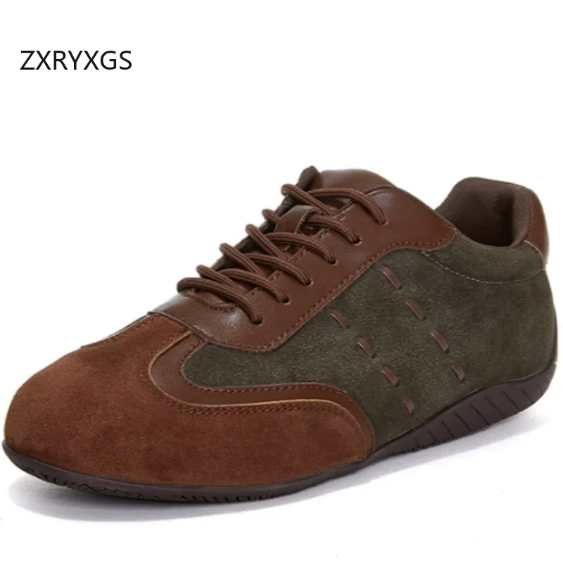 ZXRYXGS 2026 New Spring Spell Colors Matte Cowhide Women Genuine Leather Shoes Comfortable Soft Sole Casual Sneakers Women Flats