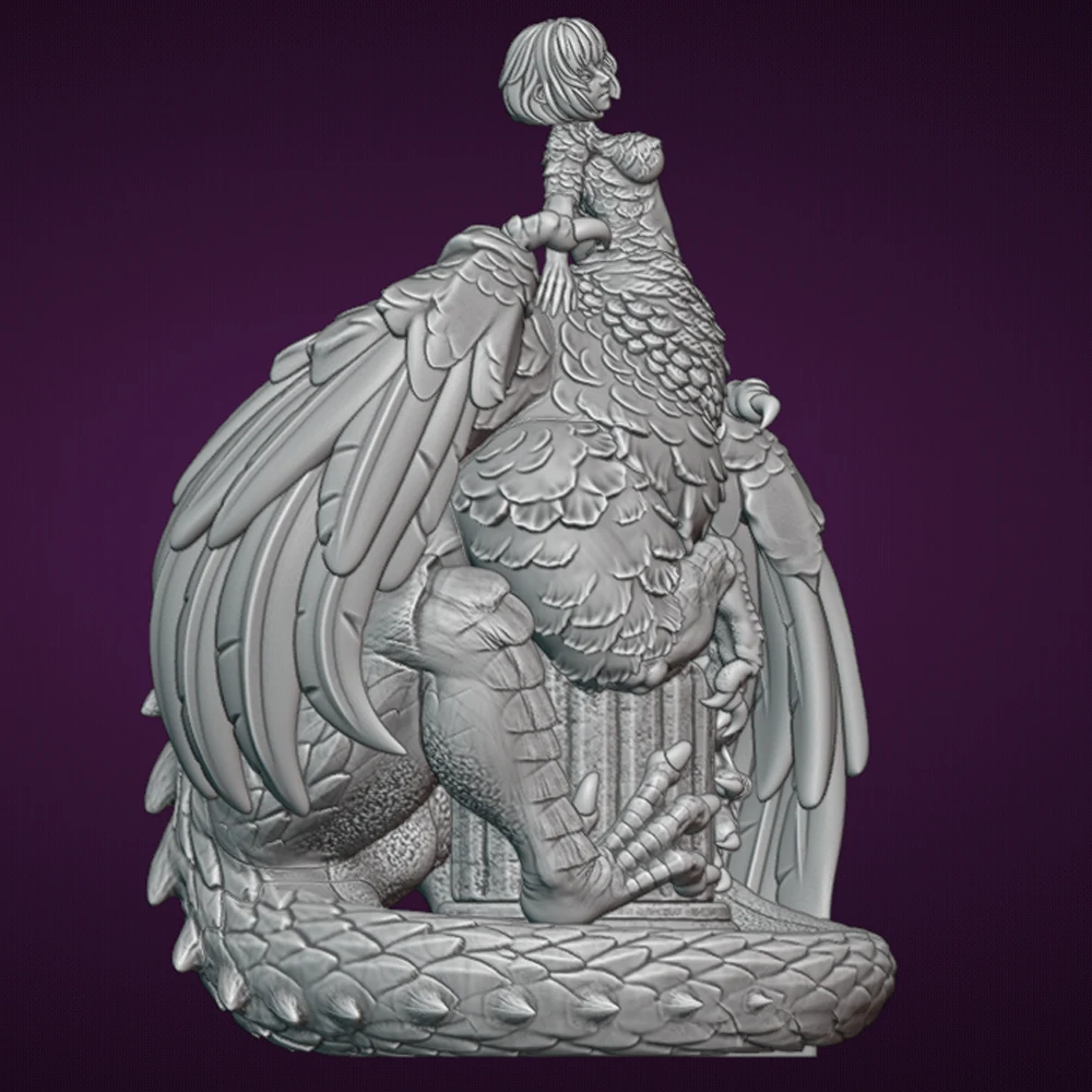 50mm Sexy Birdy Girl Resin Figurine Toy Unpainted GK Doll Unassembled 3D Print  Miniature Reduction Statue view 6