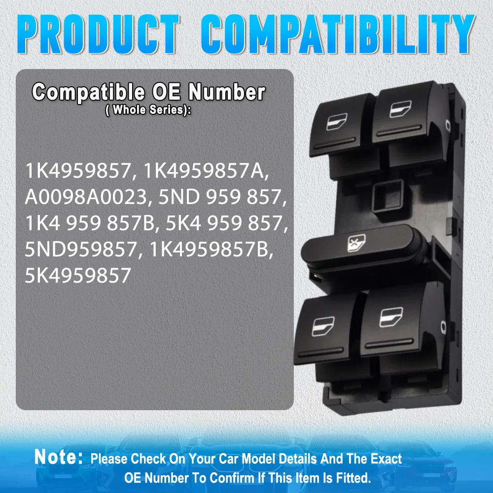 5K4959857 5K4 959 857 مفتاح التحكم في النافذة لفولكس واجن باسات 2006-2017 فولكس فاجن GTI 2007-2013 #2