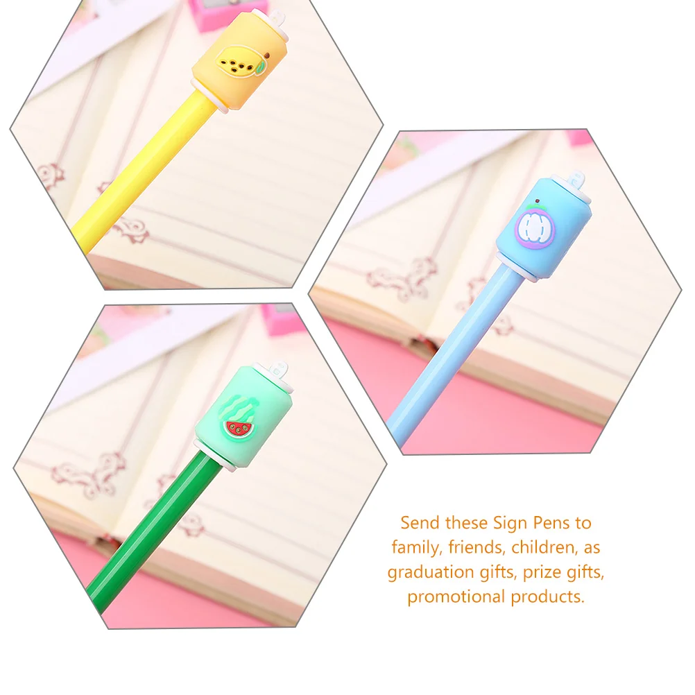 

12 Pcs Gel Pen Cartoon Shape Writing Pens Neutral Cans for School Signature Silicone Head As Gifts Convenient