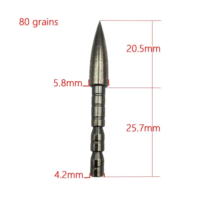 12 sztuk 4.2mm Bullet Point Tip główka strzały DIY 80 100 120 ziarna dla ID 4.2mm strzałka wał główka strzały łucznictwo akcesoria łuk