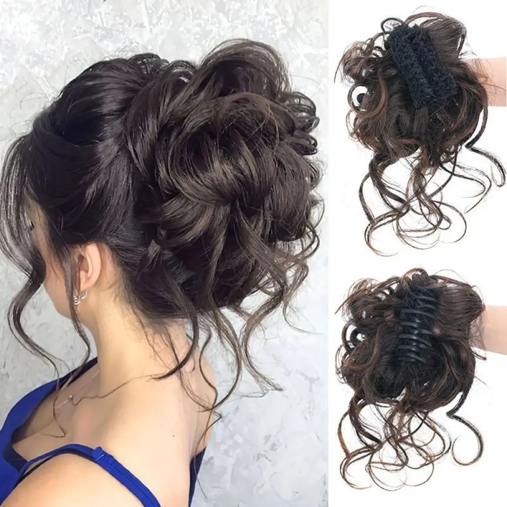 Fluffy Synthetic Hair Messy Bun Scrunchie Realistic Chignon Extension Hair Piece For Casual Women Hair Accessory