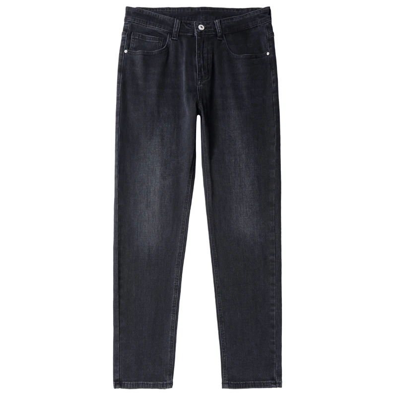 Pantalones vaqueros elásticos de sección gruesa para hombre, jeans rectos sueltos, informales de negocios, pantalones largos de talla grande, otoño e invierno, 2024