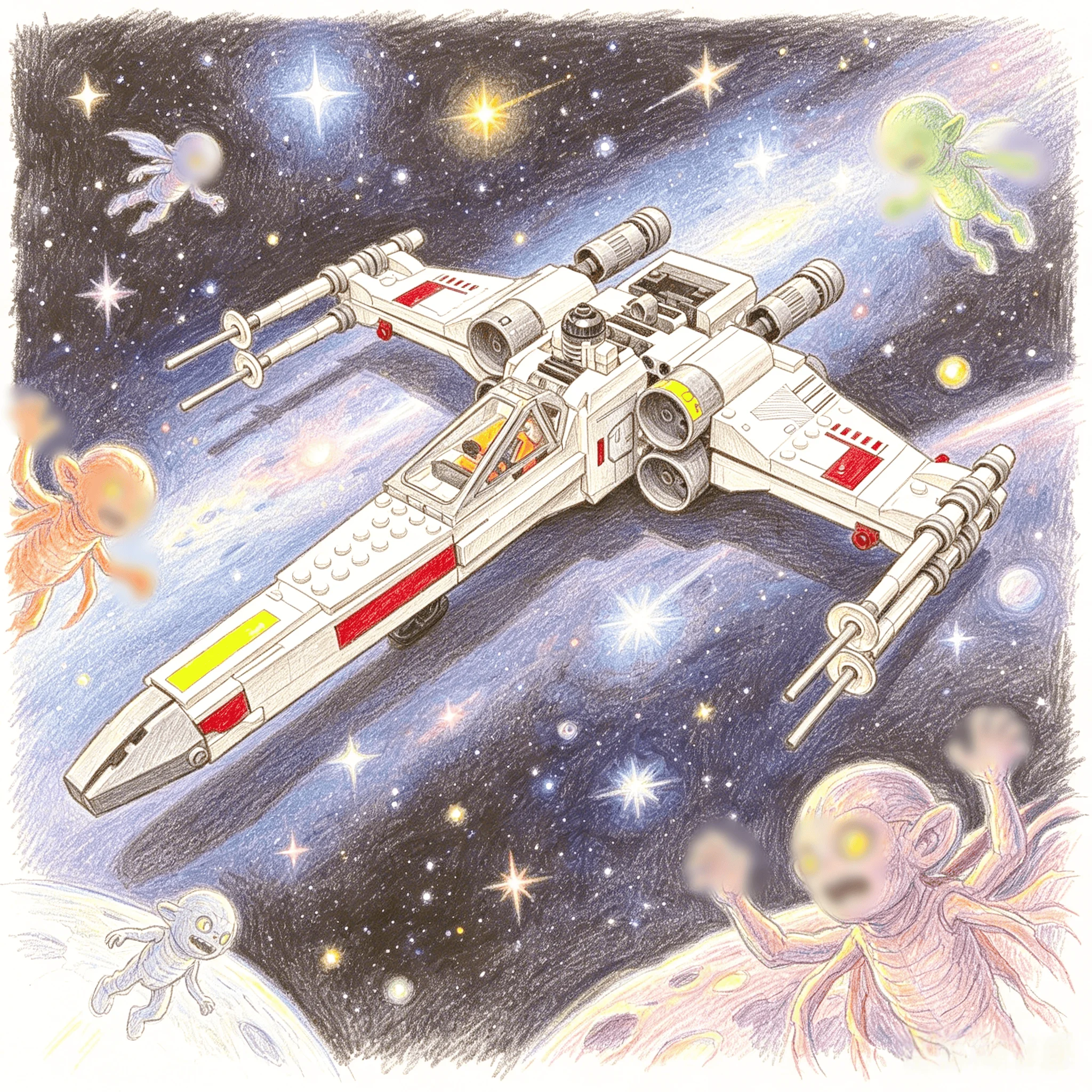 MOC novo conjunto modular interessante de blocos de montar do caça X-wing do programa espacial cósmico, presentes de Natal para adultos