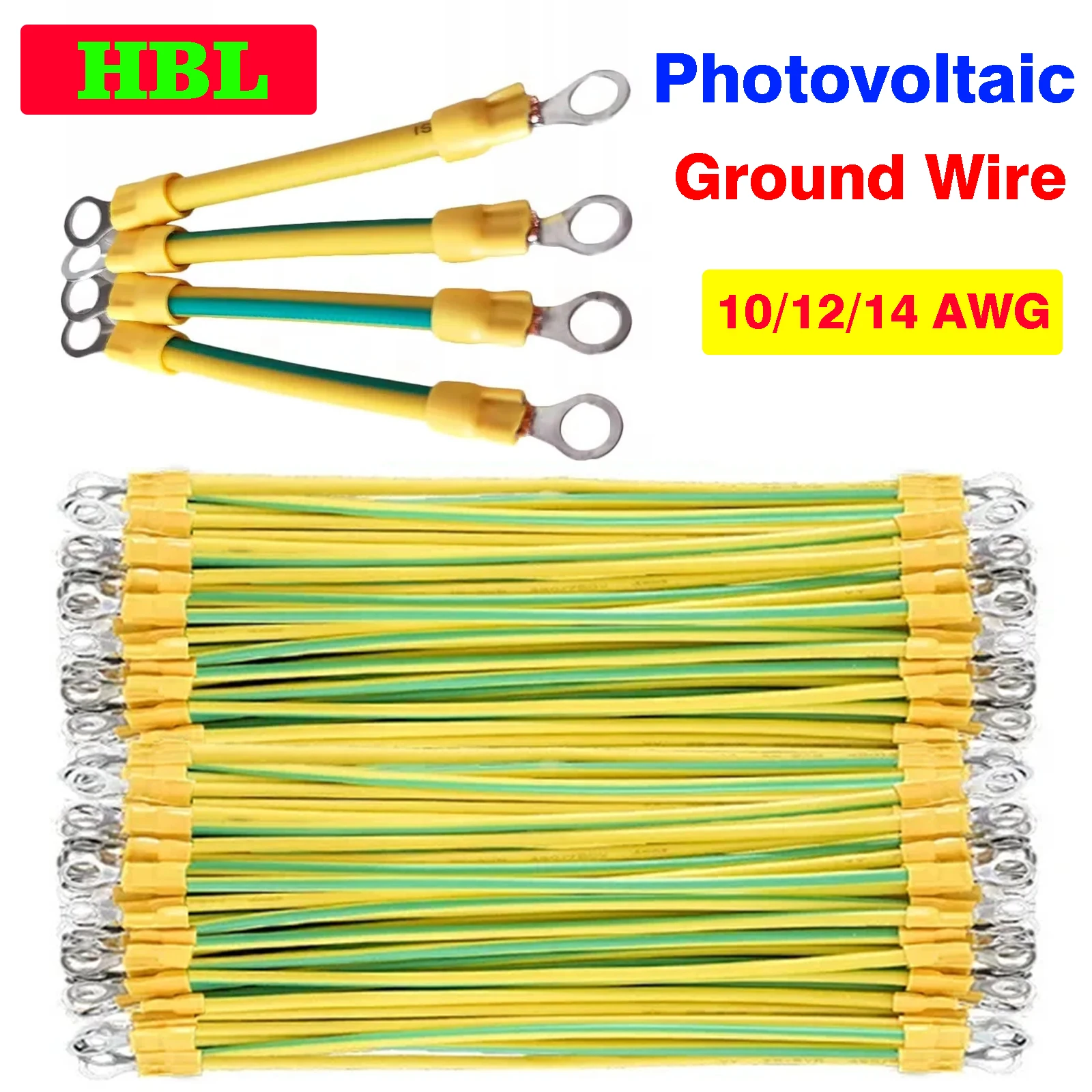 

Solar Photovoltaic PV Panel Grounding Wire 10/12/14 AWG Yellow Green Copper PV Cabinet Bridge Leakage Earth Cable 2.5 4 6 mm2